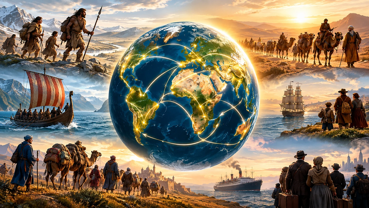 Illustration : Les grandes migrations humaines